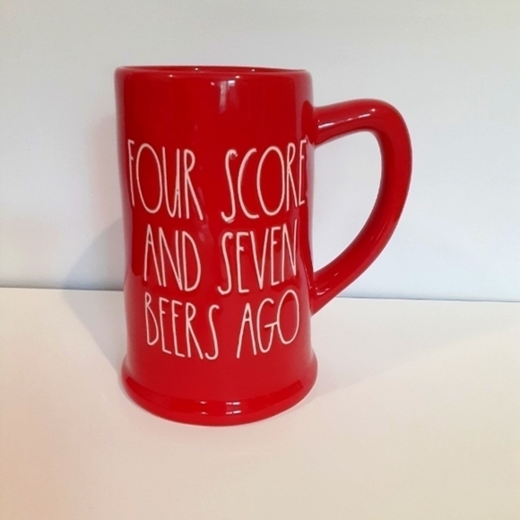 Rae Dunn Four Score And Seven Beers Ago Mug Stein New - Picture 1 of 3